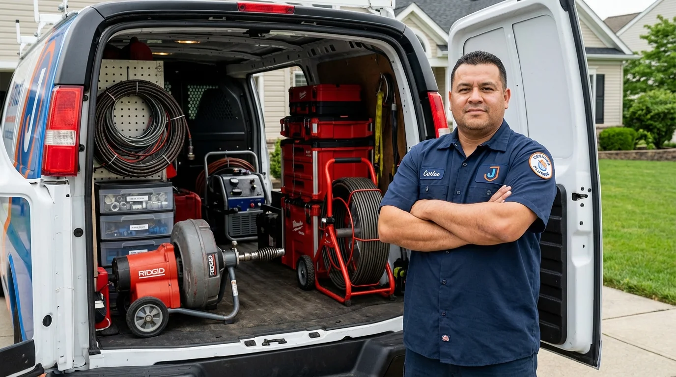 Professional drain cleaning equipment and Johns Plumbing LLC plumber in Monroe